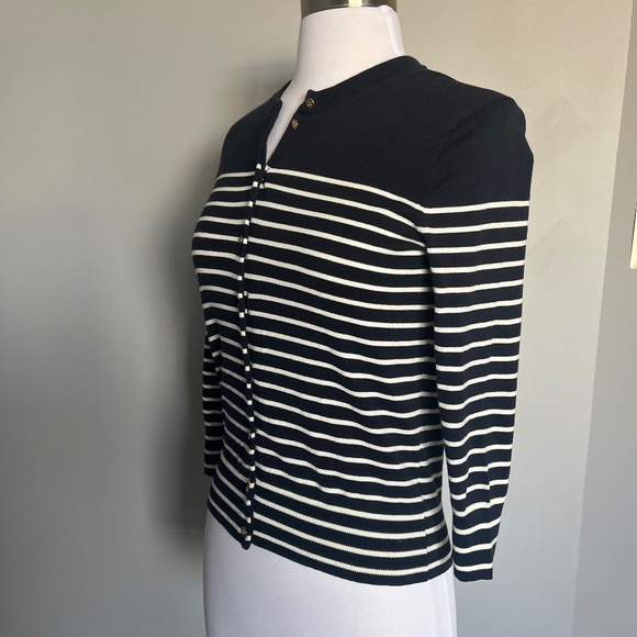 J. Crew Striped Jackie Sail Cardigan w/ Gold Anchor Buttons Nautical Top Sweater - Picture 9 of 12